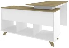 Mesa Escrivaninha em L Golden e Balcão 2 Portas Tok A06 Olmo/Branco -