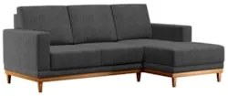 Sofá Living 200cm 3 Lugares Com Chaise Direito Kayrós D05 Linho Chumbo