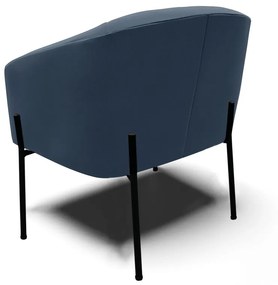 Poltrona Pé de Ferro Preto Sala de Estar Stella Suede Azul Marinho D03 - D'Rossi