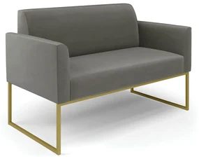 Sofá Namoradeira Base Industrial Dourado Marisa Suede Grafite D03 - D'Rossi