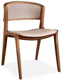 Cadeira Camilly Estofada Encosto com Detalhe Madeira Estrutura Madeira Liptus Design Sustentável