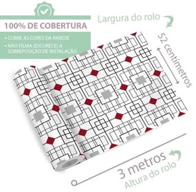 Papel de Parede Geométrico Branco Preto Bordô e Cinza