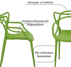 Kit 5 Cadeiras Decorativas Sala e Cozinha Feliti (PP) Verde G56 - Gran Belo