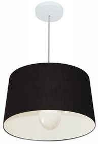 Lustre Pendente Cone Md-4241 Cúpula em Tecido 30/45x40cm Preto - Bivolt