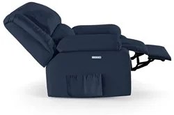 Poltrona do Papai Reclinável Pietra Elétrica LED Massagem FH9 PU Azul