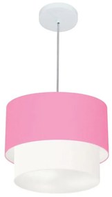 Lustre Pendente Duplo Cilíndrico Vivare Md-4161 Cúpula em Tecido 30x25cm - Bivolt