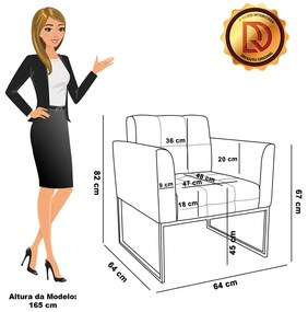 Poltrona Decorativa Industrial Preto Kit 2 Elisa Bouclê D03 - D'Rossi - Mostarda