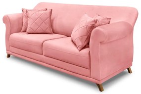 Sofá Decorativo 160cm 2 Lugares com 4 Almofadas Armstrong Veludo Rosa G63 - Gran Belo
