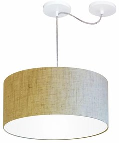 Lustre Pendente Cilíndrico Com Desvio De Centro Md-4147 Cúpula 50x25cm Rustico Bege - Bivolt