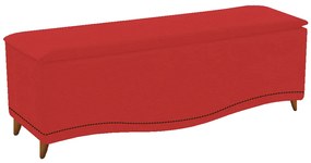 Calçadeira Estofada Yasmim 90 cm Solteiro Corano Vermelho - ADJ Decor