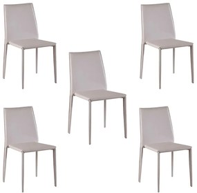 Kit 5 Cadeiras Decorativas Sala e Cozinha Karma PVC Nude G56 - Gran Belo
