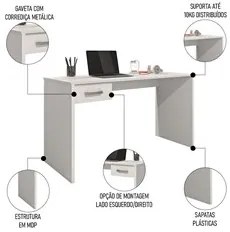 Mesa Home Office Notebook 127cm 1 Gaveta Gávea Branco - Móveis Leão