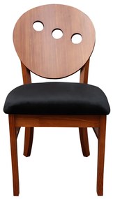 Cadeira Decorativa Sala de Jantar Teseu Madeira Maciça Poliéster Preto/Imbuia G42 - Gran Belo