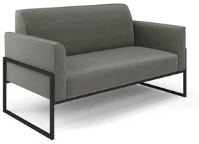 Sofá Namoradeira Base Industrial Alta Preto Marisa Suede Grafite D03 - D'Rossi