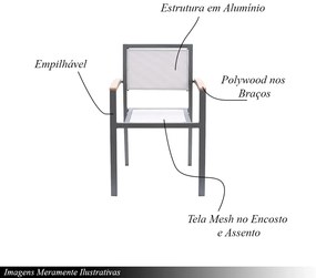 Kit 6 Cadeiras Área Externa com Tela Mesh Mangue de Alumínio Amêndoa/Bege G56 - Gran Belo