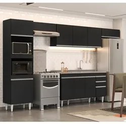 Armário de Cozinha Modulada 5 Peças CP15 Balcão com Pia Inox Preto - L