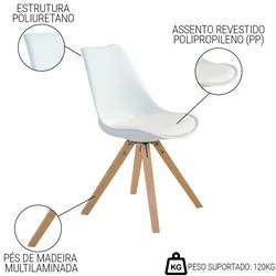 Cadeira de Jantar Design Saarinen Wood Base Madeira Lívia R02 Branco -