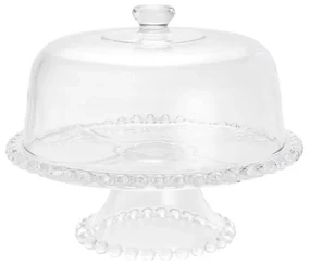 Prato Para Bolo Cristal Pearl Com Pé E Tampa 31x25cm 30135 Wolff
