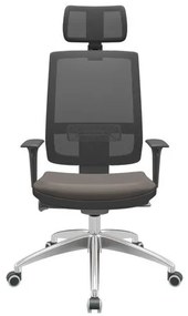 Cadeira Office Brizza Tela Preta Com Encosto Assento Facto Dunas Marrom Autocompensador 126cm - 62997 Sun House
