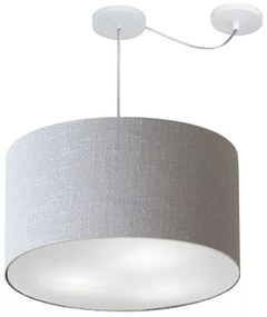 Lustre Pendente Cilíndrico Com Desvio de Centro Vivare Md-4239 Cúpula em Tecido 45x30cm - Bivolt