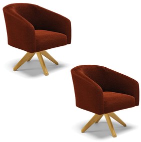 Poltrona Decorativa Giratória MA30 Kit 2 Stella Bouclê Terra D03 - D'Rossi