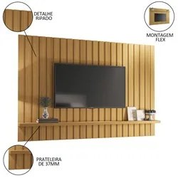 Painel Para TV Suspenso Ripado 70 Pol. 200cm Like H01 Cinamomo - Mpoze