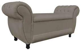 Recamier com Baú Grécia Namoradeira Calçadeira Suede Marrom Rato - D'Rossi