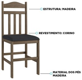 Conjunto 2 Cadeiras Madeira Tecido Corino 200 - Ameixa Negra