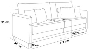 Sofá 2 Lugares Living 172cm Pé Madeira Valença Nozes/Veludo Cinza K01 - D'Rossi