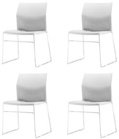 Kit 4 Cadeiras Connect Assento Branco Base Fixa Cromada - 57593 Sun House