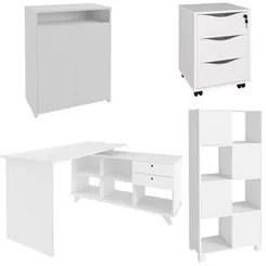 Conjunto Escritório Home Office 4 Peças Golden A06 Branco - Mpozenato