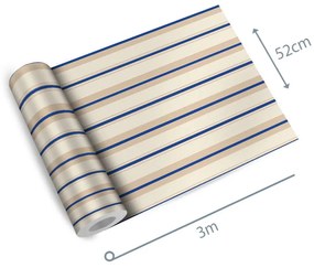 Papel de Parede Listrado Nude Marrom e azul