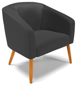 Poltrona Decorativa Pé Palito Castanho Stella Sintético D03 - D'Rossi - Preto