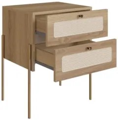 Mesa de Cabeceira Com 2 Gavetas Pé Metal Arlo A10 Hanover/Dourado - Mp