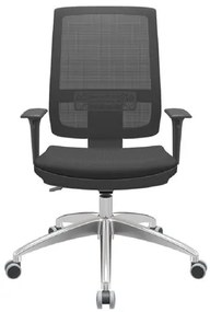 Cadeira Office Brizza Tela Preta Assento Aero Preto BackPlax Base Aluminio 120 cm - 64217 Sun House