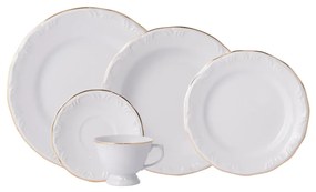 Aparelho De Jantar E Chá Porcelana Schmidt 30 Peças - Dec. Filetado Ouro Pomerode 0010