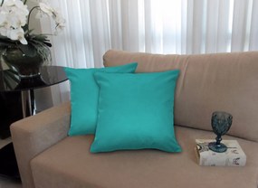 Kit 4 Almofadas Decorativas 50x50 Tecido Suede Azul Tiffany