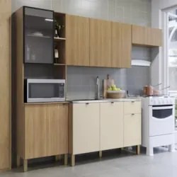 Cozinha Compacta Balcão Com Pia 120cm Laura Plus Freijó/Soft Z06 - Mpo