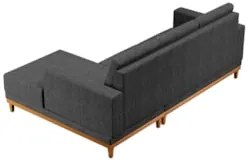 Sofá Living 200cm 3 Lugares Com Chaise Direito Kayrós D05 Linho Chumbo