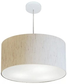 Lustre Pendente Cilíndrico Md-4213 Cúpula em Tecido 50x30cm Linho Bege - Bivolt
