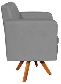 Poltrona Giratória Emília Suede Base Madeira MM30 D'Rossi - Grafite