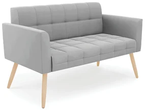 Sofá Namoradeira Elisa Suede Pés Palito Natural - D'Rossi - Cinza