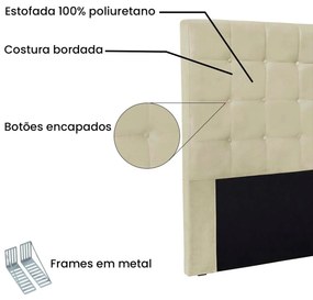 Cabeceira Estofada Polônia 140cm Casal Veludo - ADJ Decor