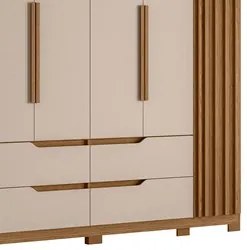 Guarda Roupa Casal 6 Portas 4 Gavetas 240cm Doble Jatobá/Fendi - Albat