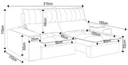 Sofá Retrátil 3 Lugares com Porta Copo 210cm Andes F05 Veludo Terracot