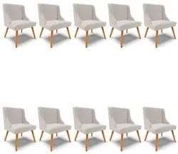Kit 10 Cadeiras Estofadas para Sala de Jantar Pés Palito Lia Veludo Ci
