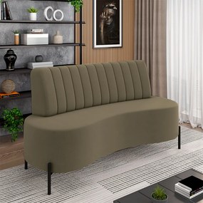 Sofá Living Decorativo 2 Lugares 1,60M Katara Pés de Ferro Veludo Castor G33 - Gran Belo