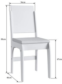 Conjunto  2 Cadeiras Em Mdf Com Tecido Corino 916 004- Branco