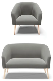 Sofá Namoradeira e Poltrona Pé Palito Natural Stella Suede Grafite D03 - D'Rossi