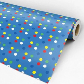 Papel de Parede poá azul vermelho amarelo verde e branco 0.52m x 3.00m